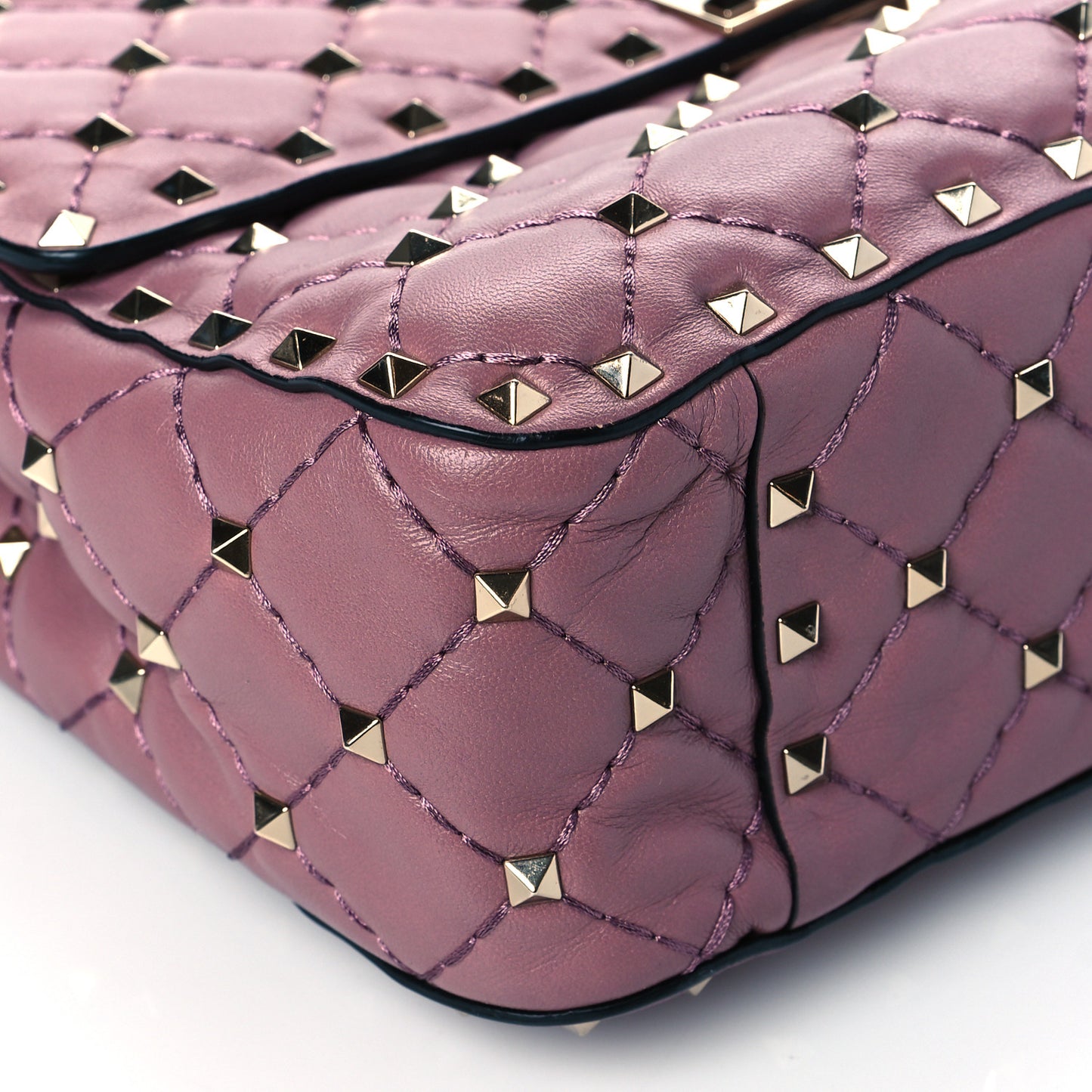 Lambskin Medium Rockstud Spike Shoulder Bag Antique Rose