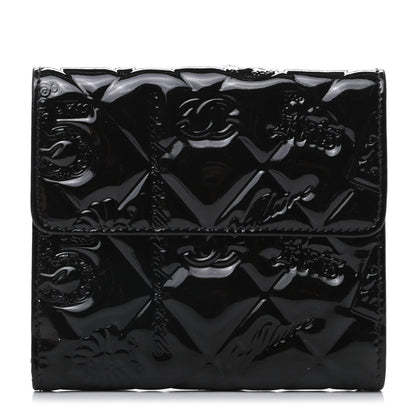 Chanel Patent Calfskin Lucky Symbols Compact French Flap Wallet Black 1 of 9