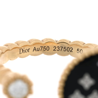 Christian Dior 18K Yellow Gold Diamond Onyx Mother of Pearl Rose Celeste Ring 50 5.25 4 of 4