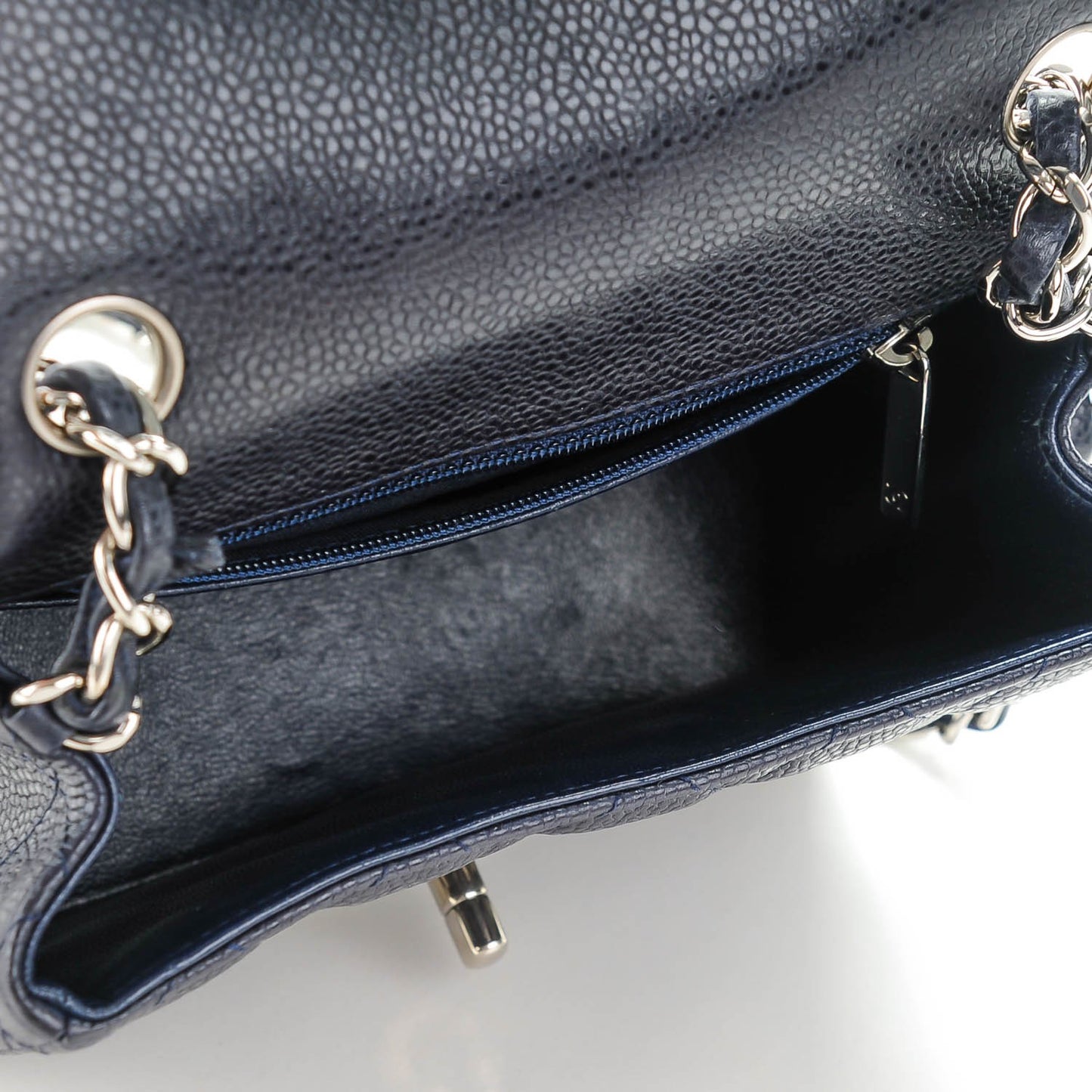 Caviar Quilted Mini Square Flap Navy