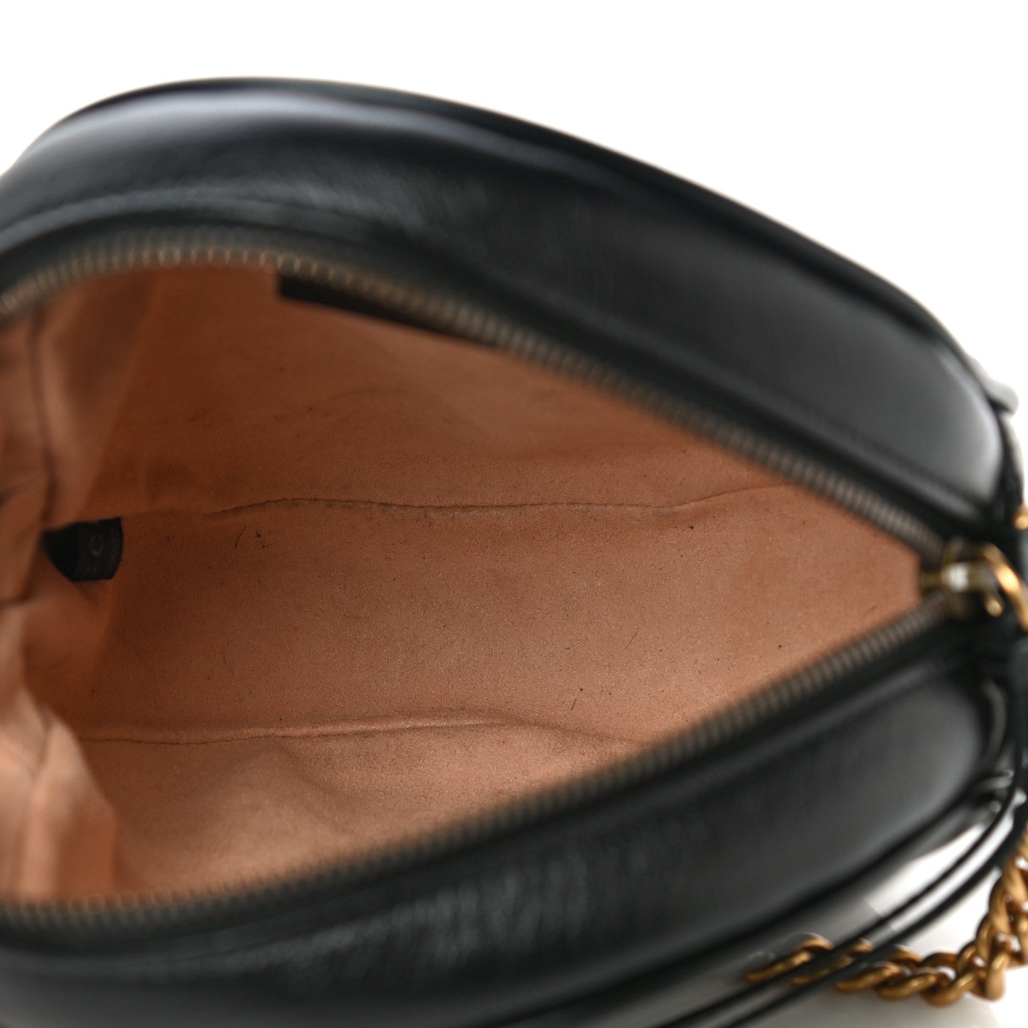 Gucci Azalea Calfskin Matelasse Heart Mini GG Marmont Round Shoulder Bag Black 5 of 11