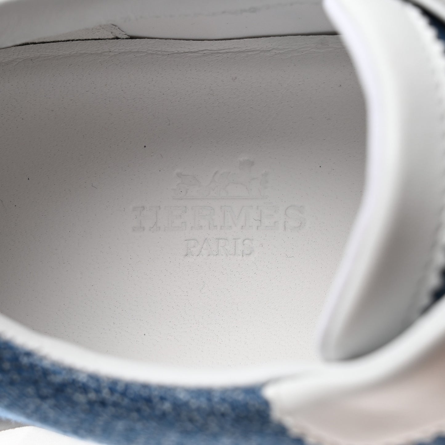 Denim Suede Goatskin Bouncing Sneakers 36 Bleu Clair White