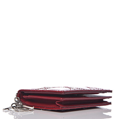 Christian Dior Patent Cannage Small Lady Dior Flap Card Holder Scarlet 4 of 11