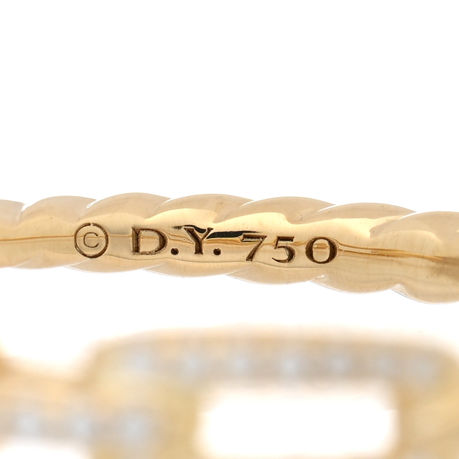 David Yurman 18K Yellow Gold Diamond 4.5mm Stax Single Row Chain Link Ring 54 7 4 of 4
