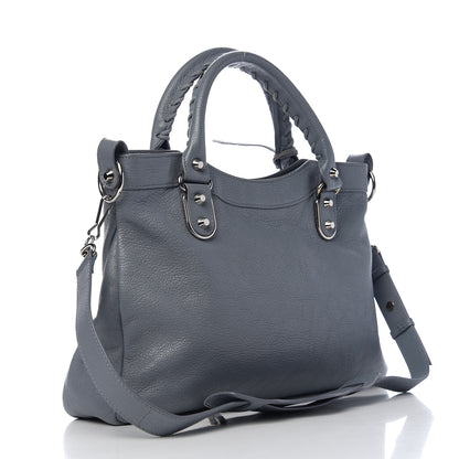 Balenciaga Chevre Silver Metallic Edge Hardware Town Bleu Acier 2 of 9