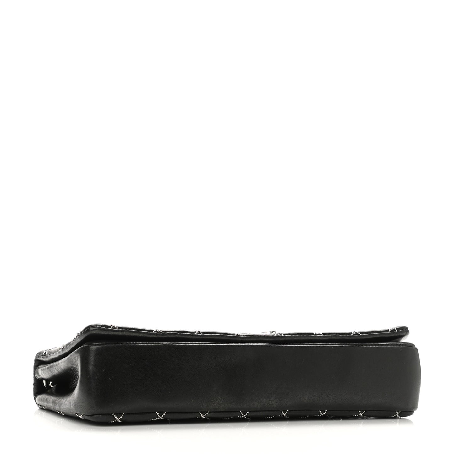 Lambskin Studded Medium Metal Beauty Flap Black