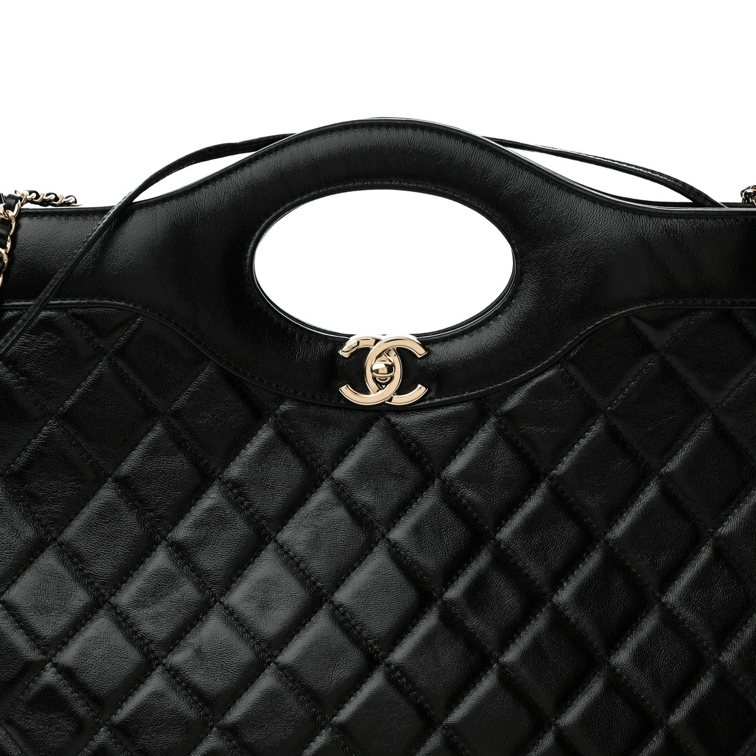 Chanel Shiny Lambskin Quilted 31 Shopping Bag Black 8 of 10