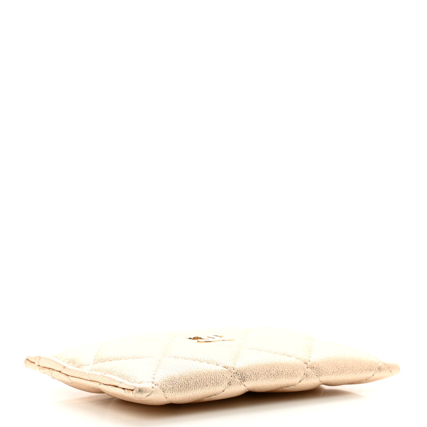 Metallic Lambskin Quilted CC Card Holder Gold