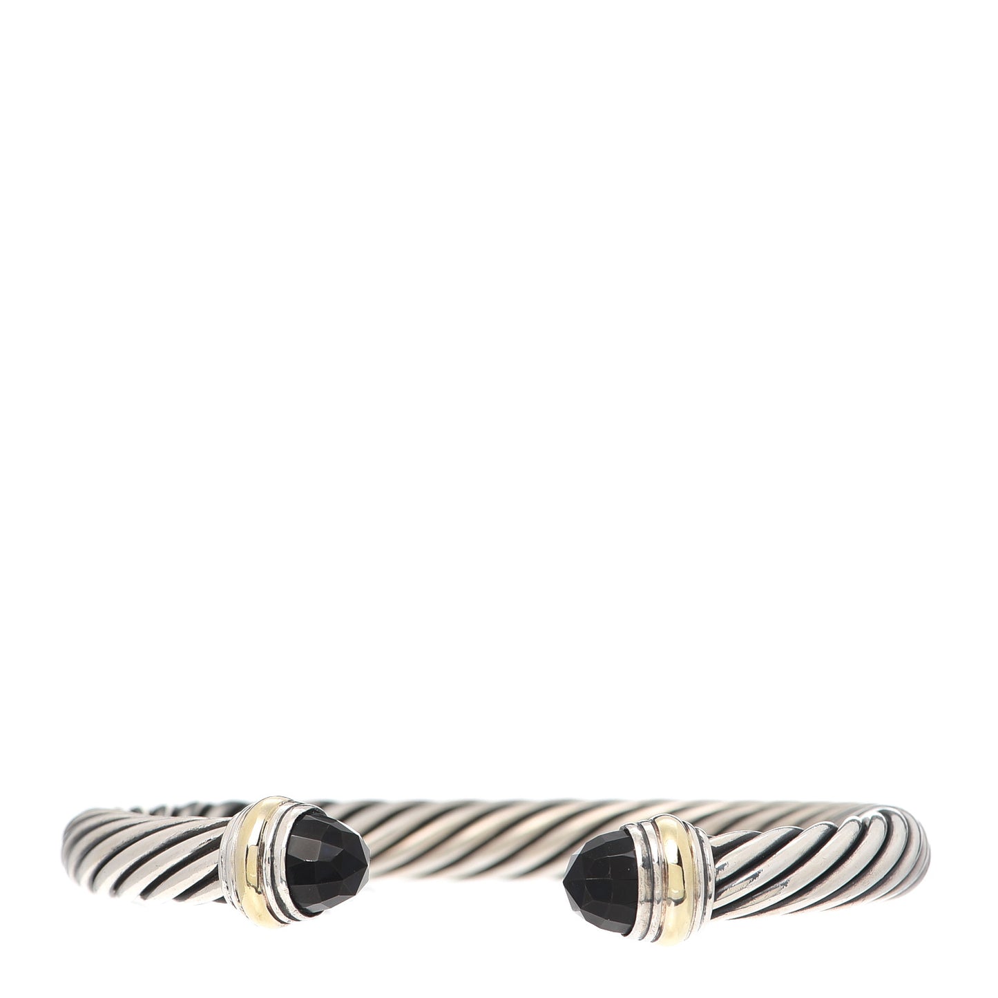 Sterling Silver 14K Yellow Gold Black Onyx 7mm Cable Classics Bracelet