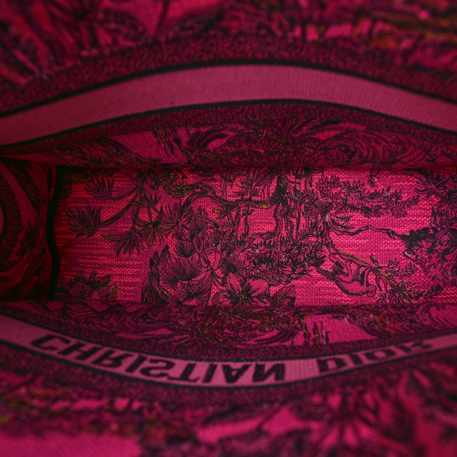 Christian Dior Canvas Embroidered Large Toile de Jouy Voyage Book Tote Fuchsia Multicolor 5 of 8