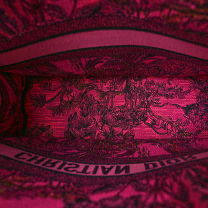 Christian Dior Canvas Embroidered Large Toile de Jouy Voyage Book Tote Fuchsia Multicolor 5 of 8