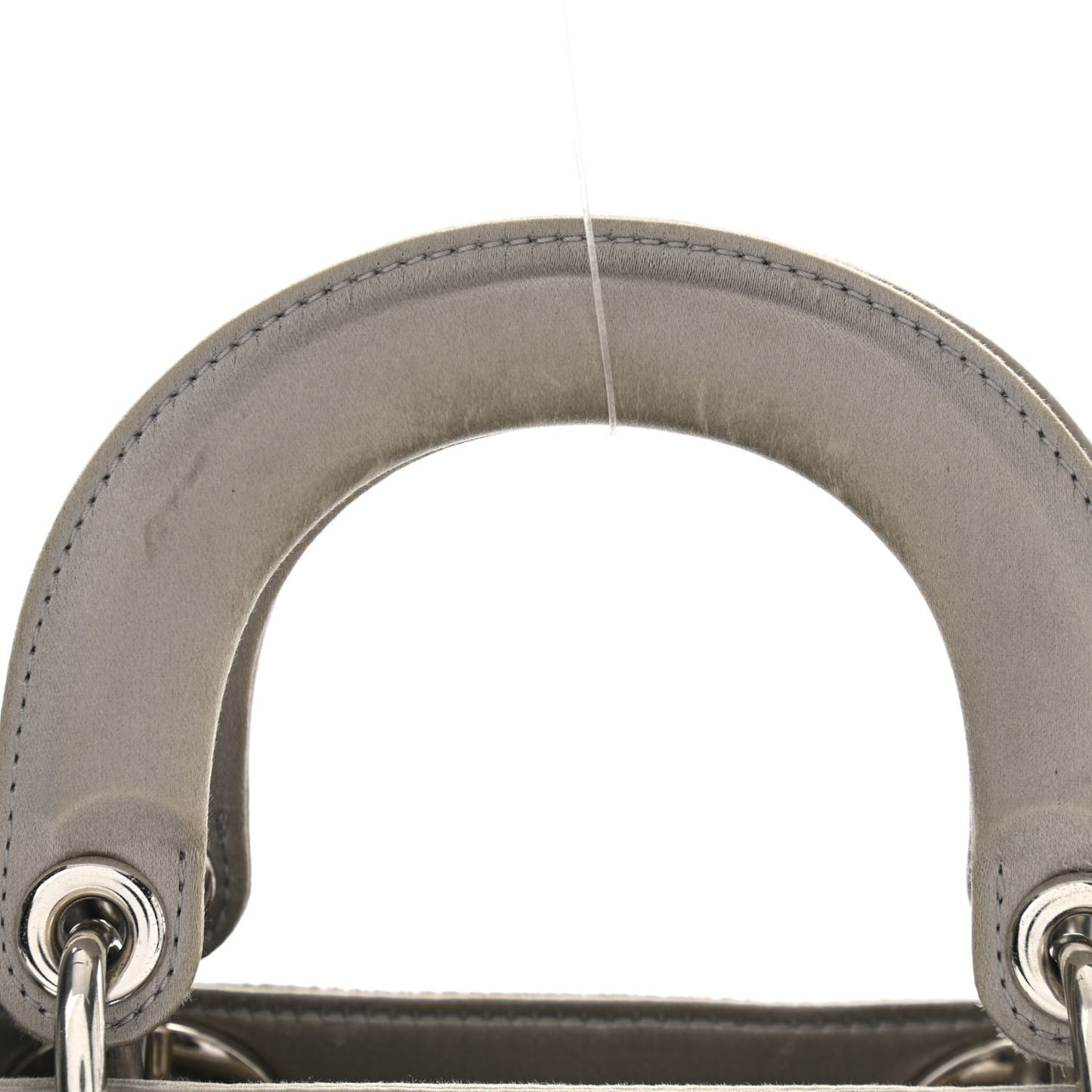 Satin Crystal Cannage Mini Lady Dior Gray