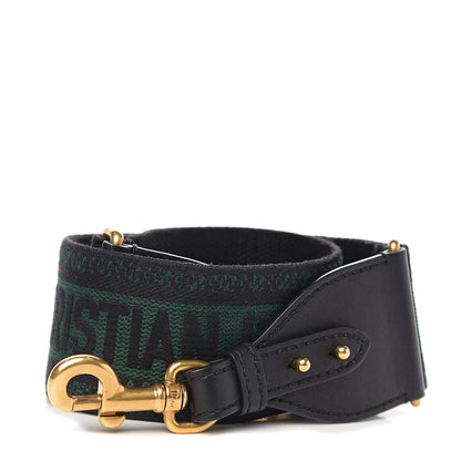 Christian Dior Canvas Embroidered Shoulder Strap Dark Green 1 of 3