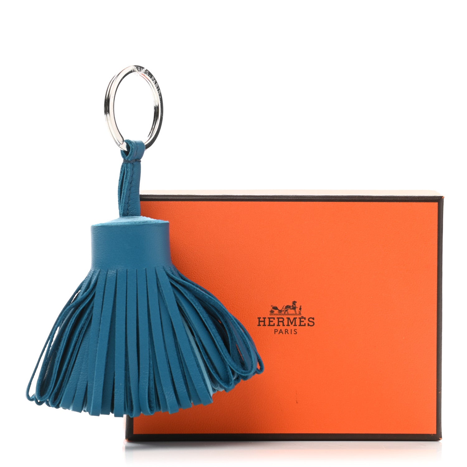 Hermes Lambskin Bi-Color Carmen Tassel Key Holder Bleu Izmir Celeste 3 of 5