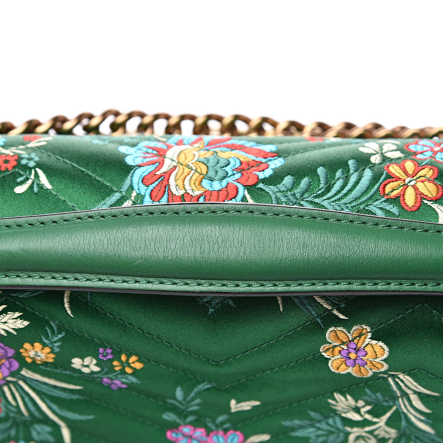 Gucci Jacquard Matelasse Floral Maxi GG Marmont Top Handle Shoulder Bag Green Multicolor 14 of 19