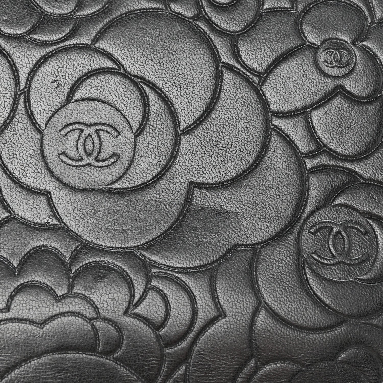 Chanel Lambskin Camellia Embossed Zip Around Organizer Wallet Black 14 of 16