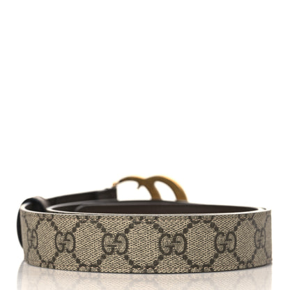 Gucci GG Supreme Monogram Matte Plutone Calfskin Double G 30mm Belt 85 34 Beige Ebony New Acero 3 of 6