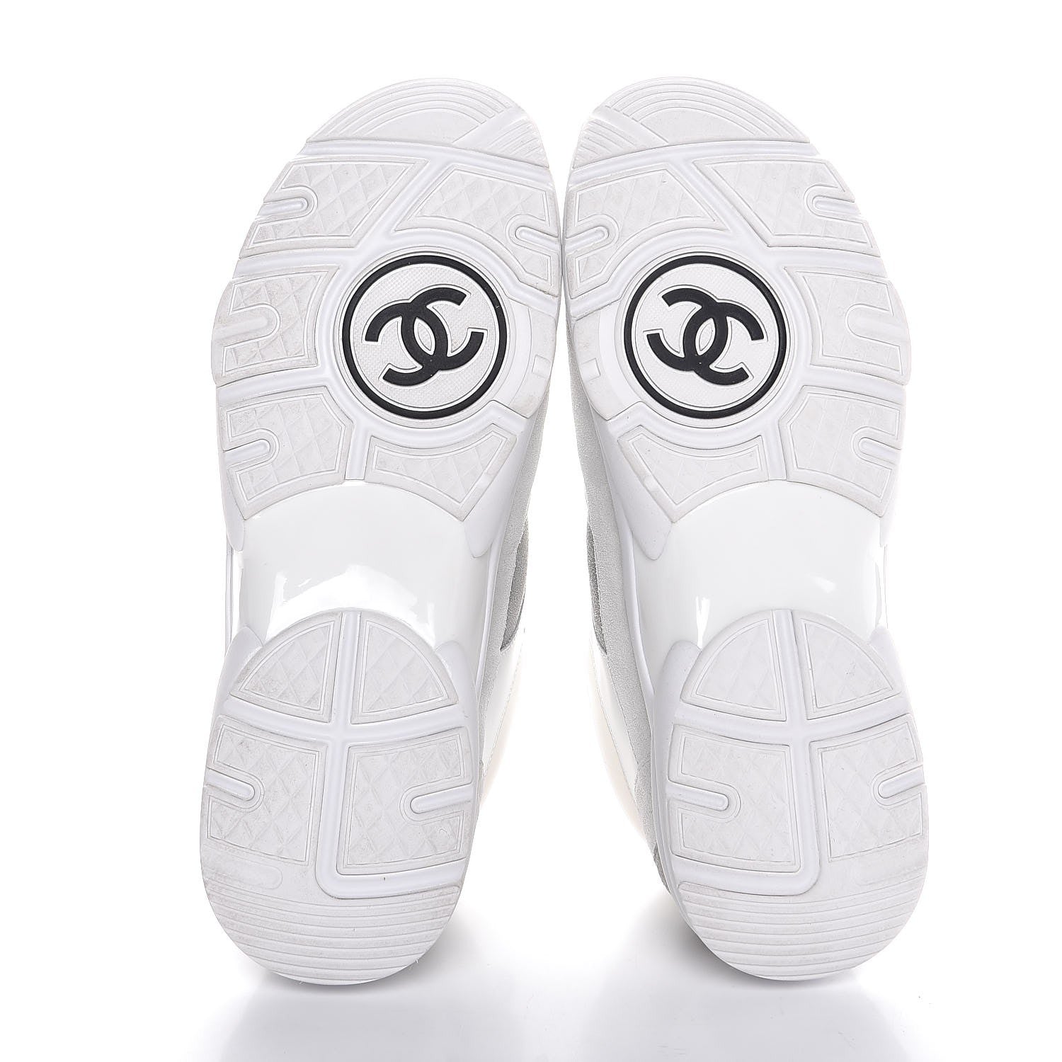 Chanel Suede Calfskin CC Sneakers 41 White Green 5 of 9