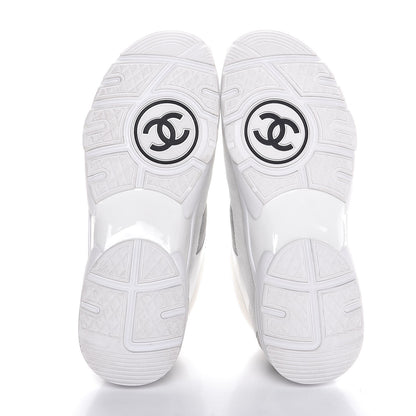 Chanel Suede Calfskin CC Sneakers 41 White Green 5 of 9