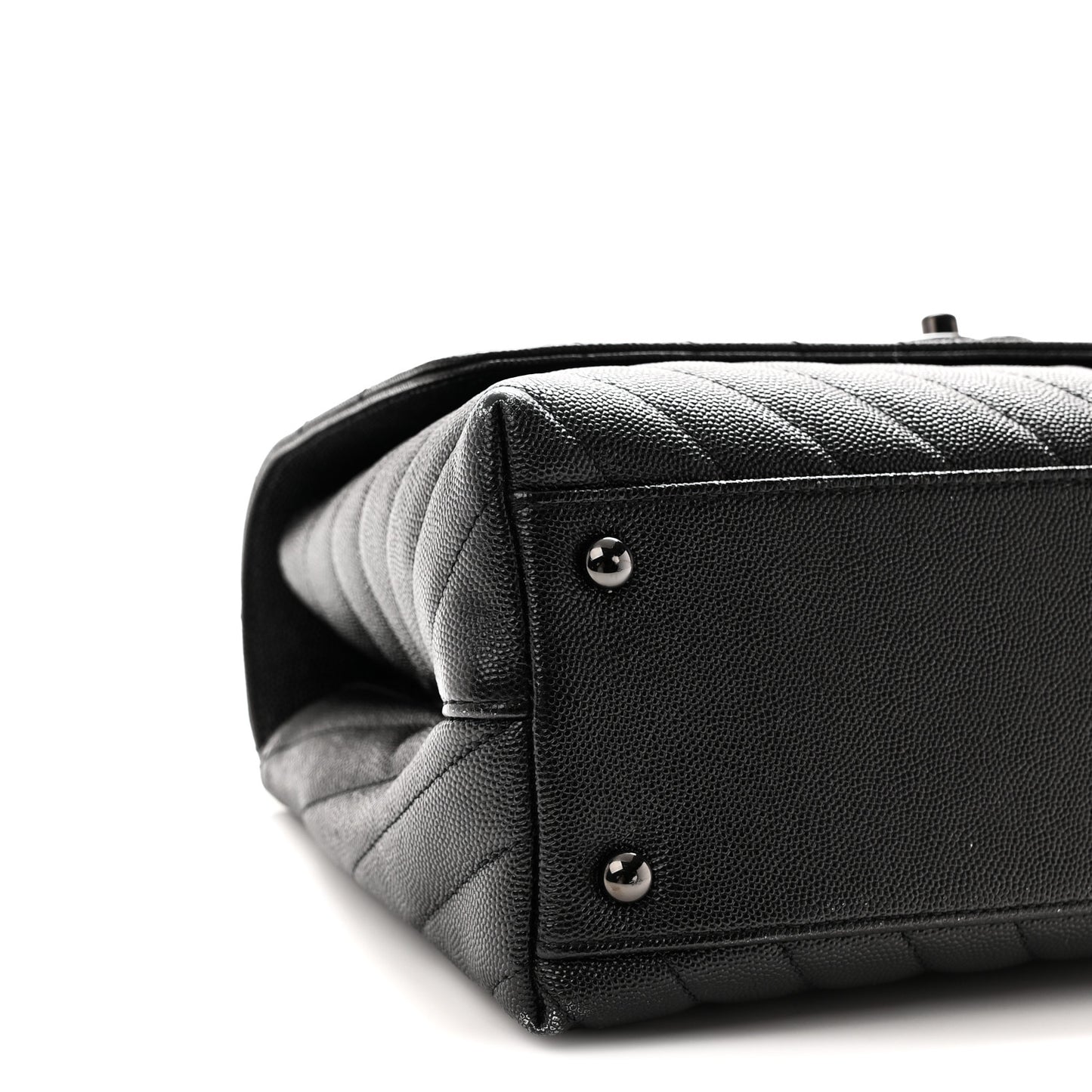 Caviar Chevron Quilted Small Coco Handle Flap So Black