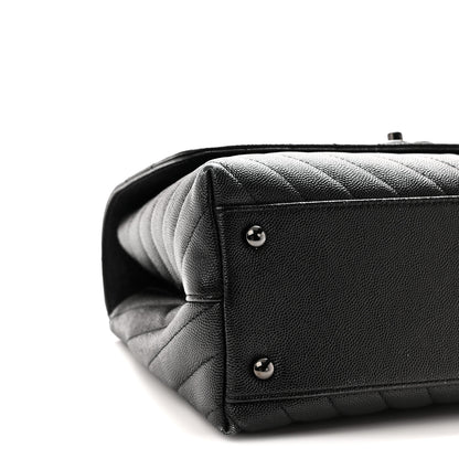 Chanel Caviar Chevron Quilted Small Coco Handle Flap So Black 9 of 10