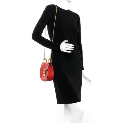 Chloe Grained Lambskin Mini Drew Shoulder Bag Plaid Red 2 of 6