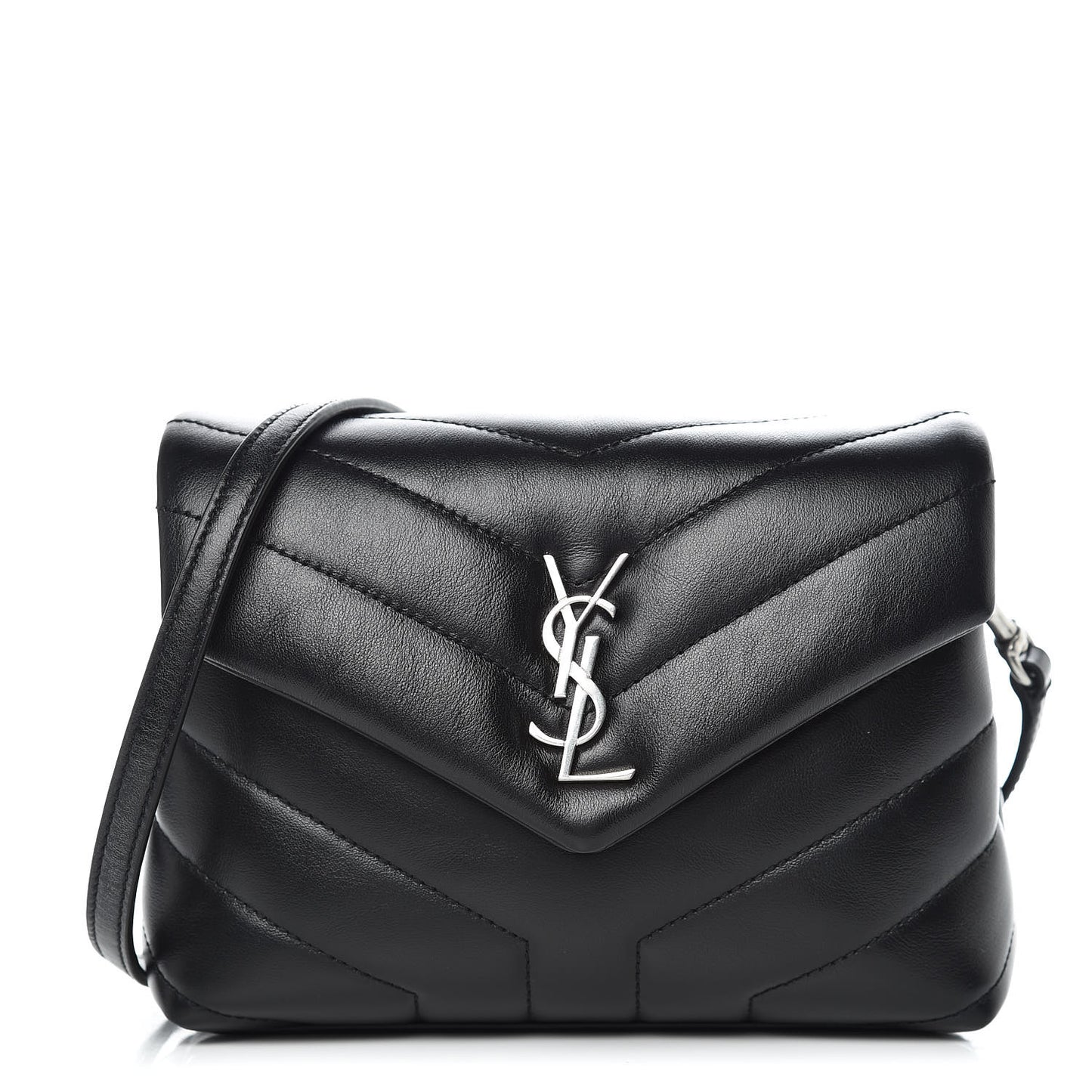 Calfskin Y Quilted Monogram Toy Loulou Crossbody Bag Black