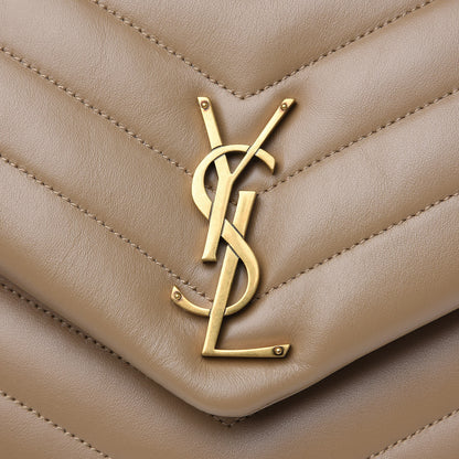Saint Laurent Calfskin Y Quilted Monogram Medium Loulou Chain Satchel Dark Latte 9 of 9
