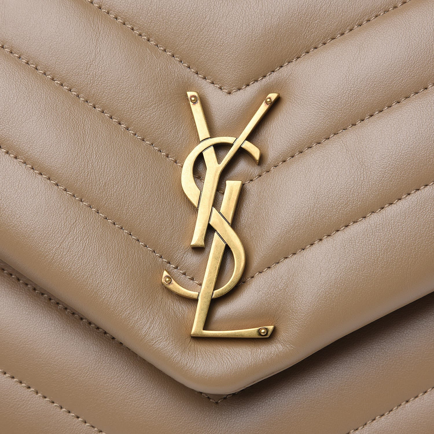 Saint Laurent Calfskin Y Quilted Monogram Medium Loulou Chain Satchel Dark Latte 9 of 9