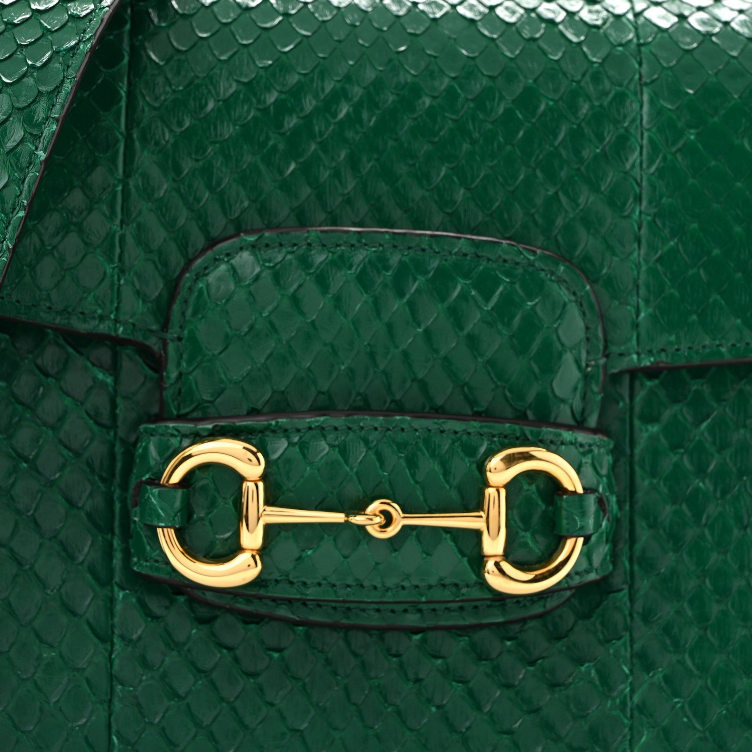 Gucci Snakeskin Horsebit 1955 Shoulder Bag Green 8 of 13