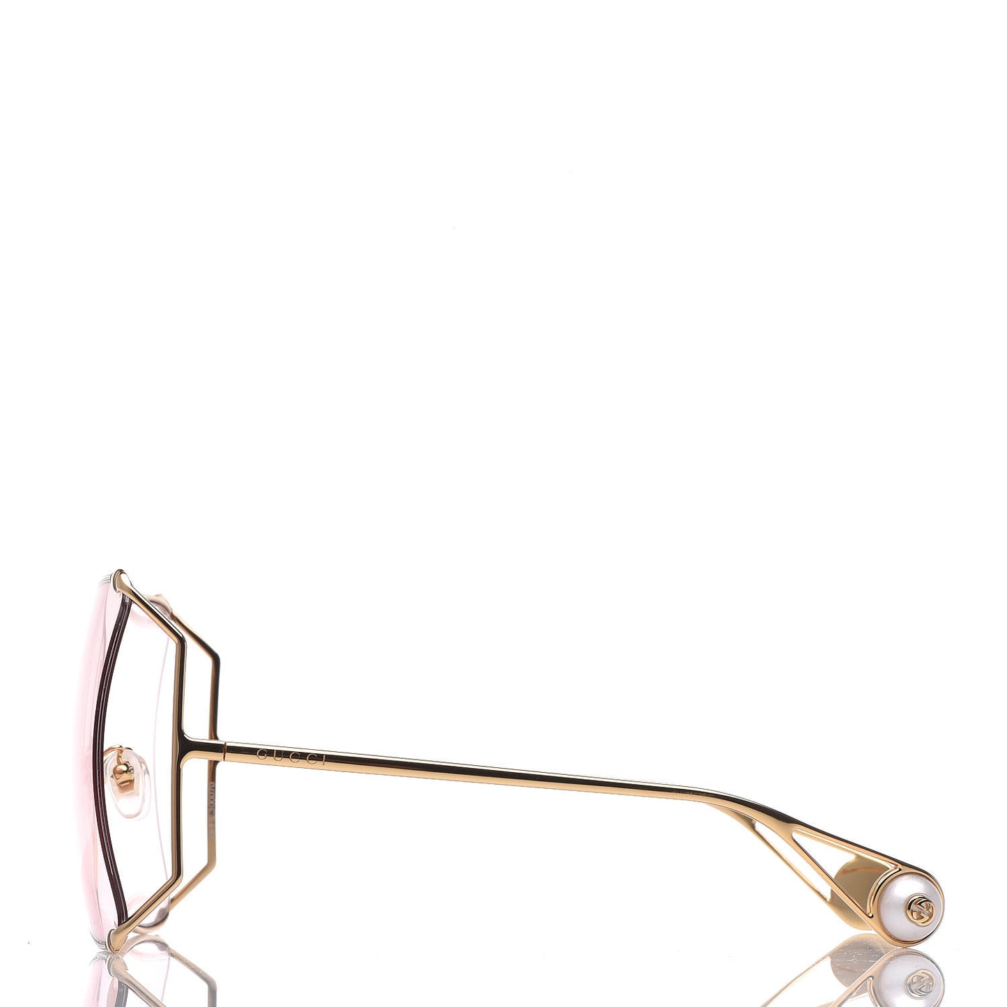 Metal Oversized Round Sunglasses GG0252S Gold Pink
