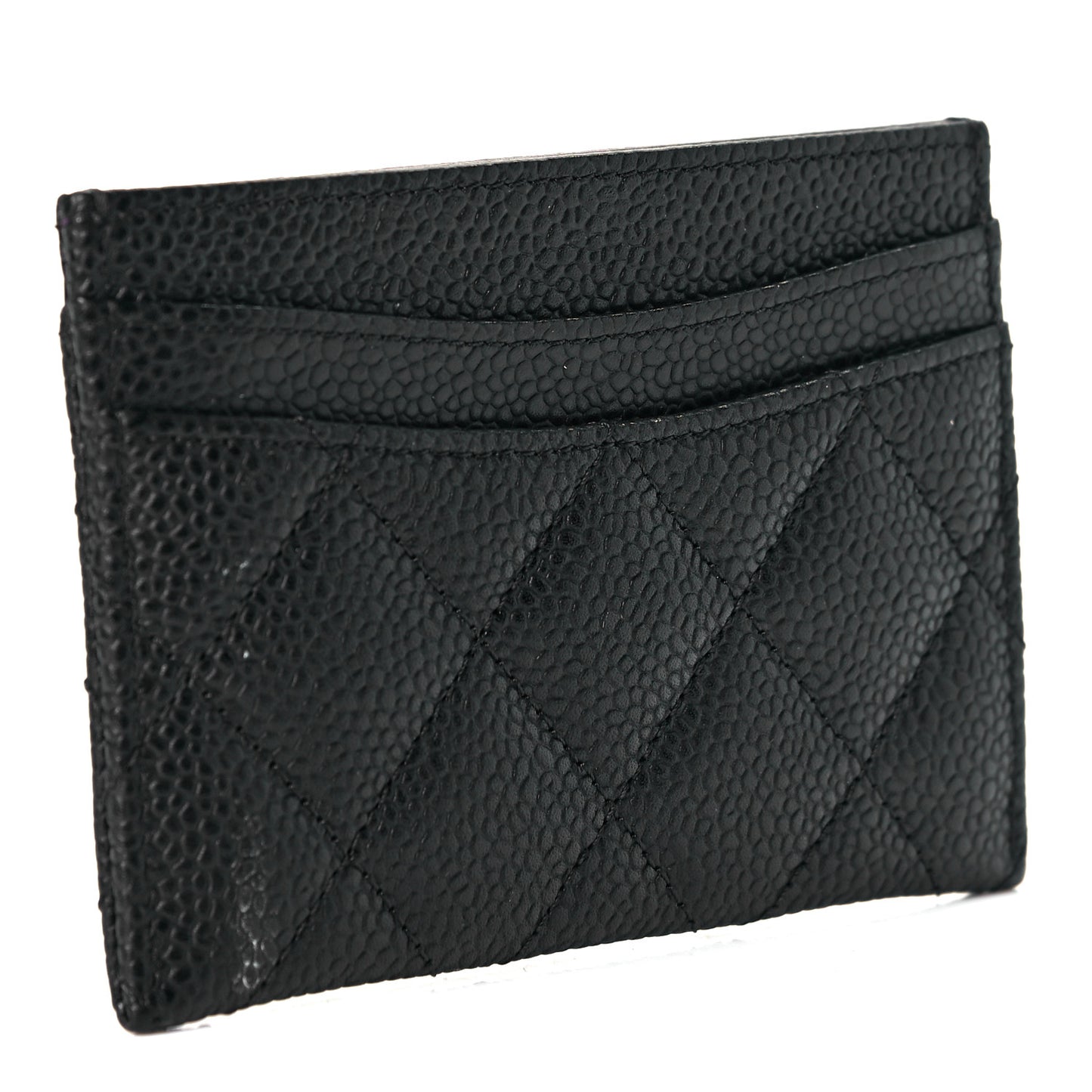 Caviar Quilted Card Holder Black
