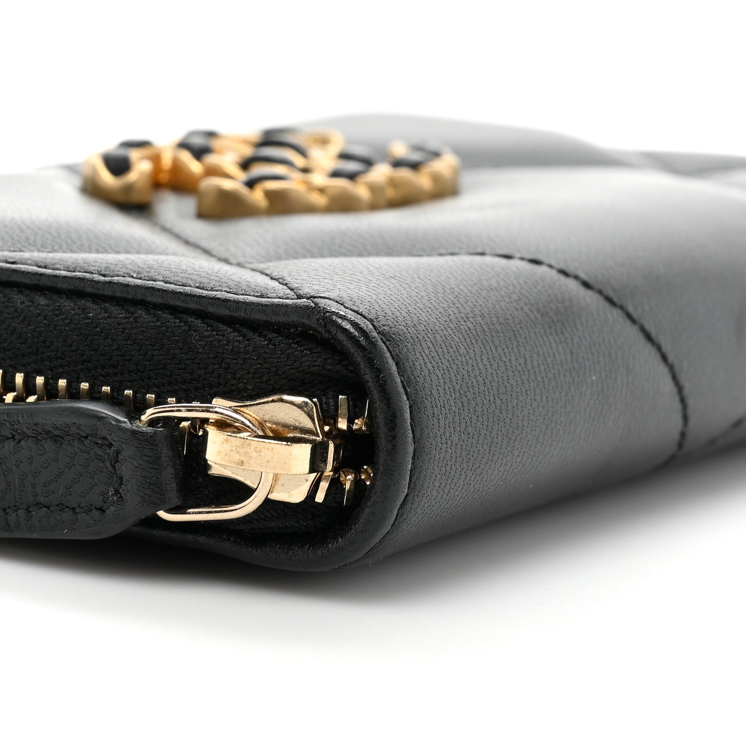 Chanel Lambskin Quilted Chanel 19 Zip Around Coin Purse Wallet Black 11 of 12
