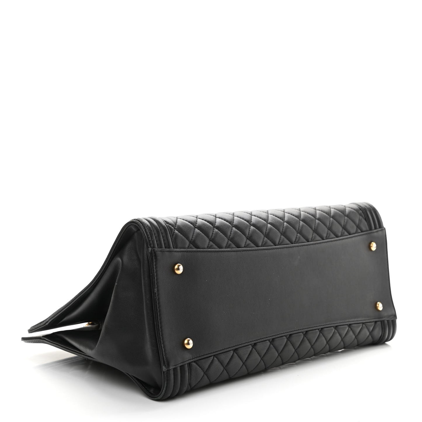 Calfskin Quilted Boy Shopping Tote Black