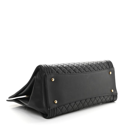 Chanel Calfskin Quilted Boy Shopping Tote Black 4 of 9