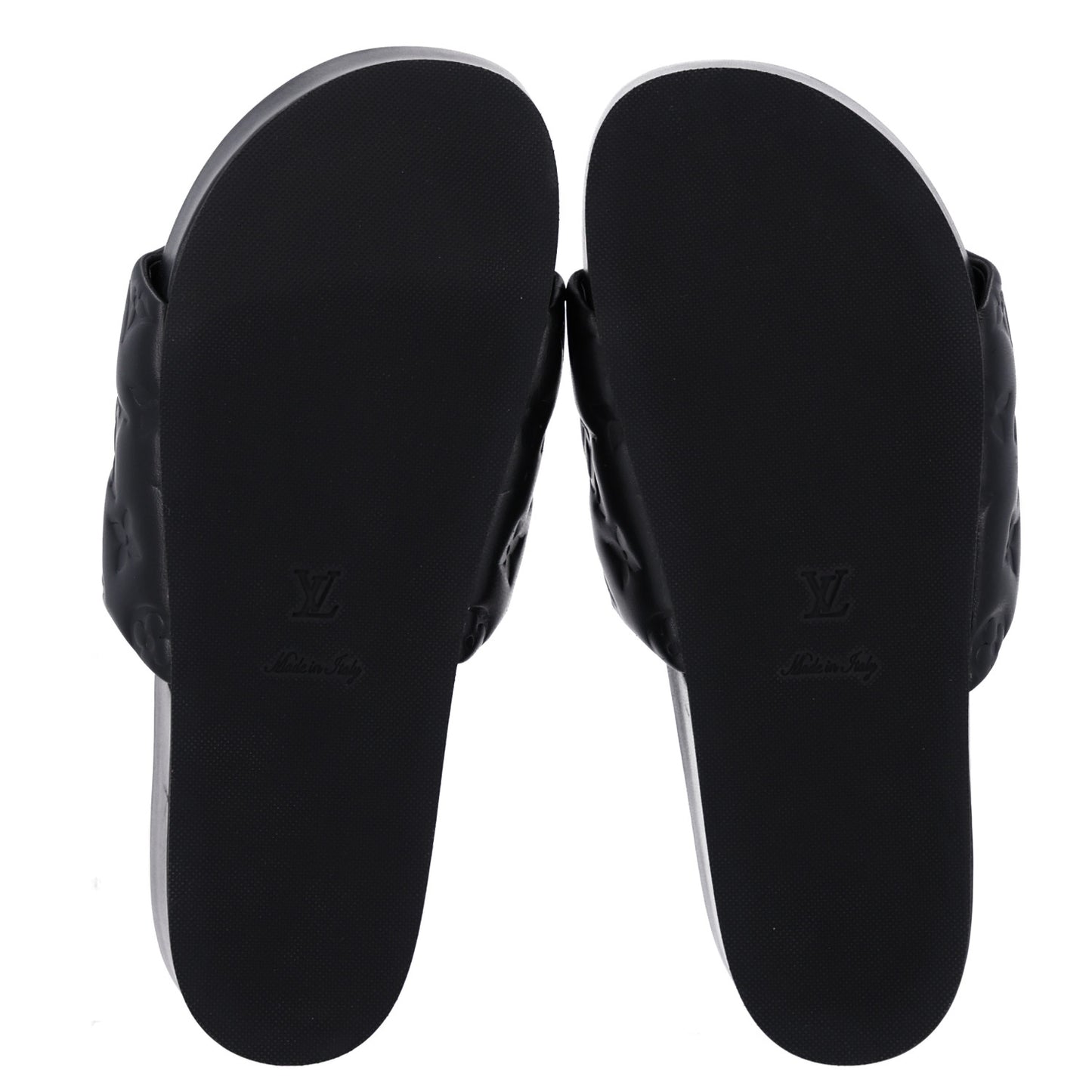 Lambskin Embossed Monogram Jumbo Flatform Mule Sandals 40 Black