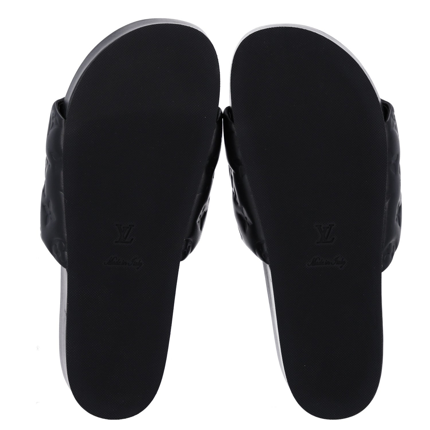Louis Vuitton Lambskin Embossed Monogram Jumbo Flatform Mule Sandals 40 Black 6 of 10