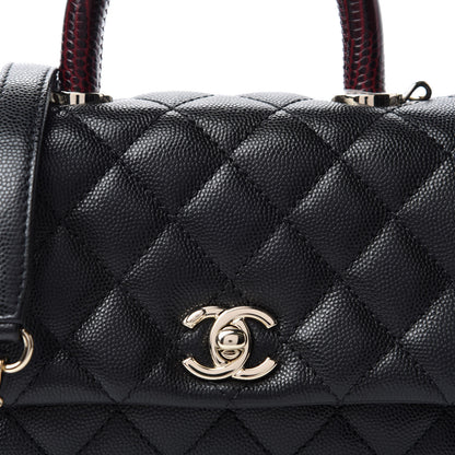 Chanel Caviar Lizard Embossed Quilted Extra Mini Coco Handle Flap Black 10 of 11