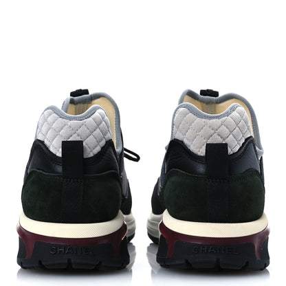 Chanel Fabric Suede Calfskin Mesh CC Sneakers 42 Black Dark Grey White Light Grey 6 of 12