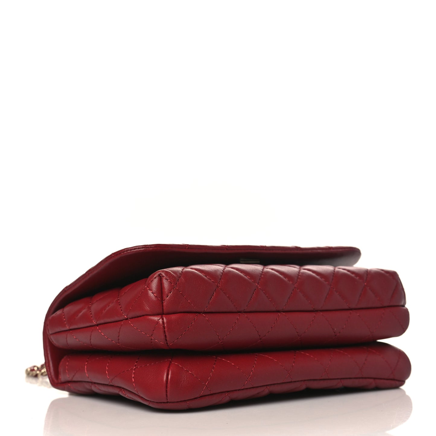 Lambskin Quilted Wood Coco Handle Flap Red