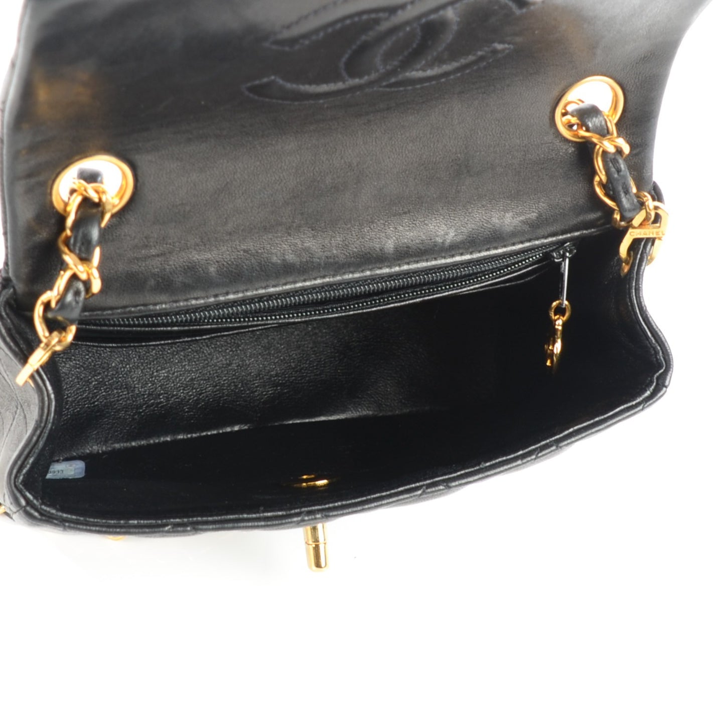Lambskin Quilted Mini Square Flap Black