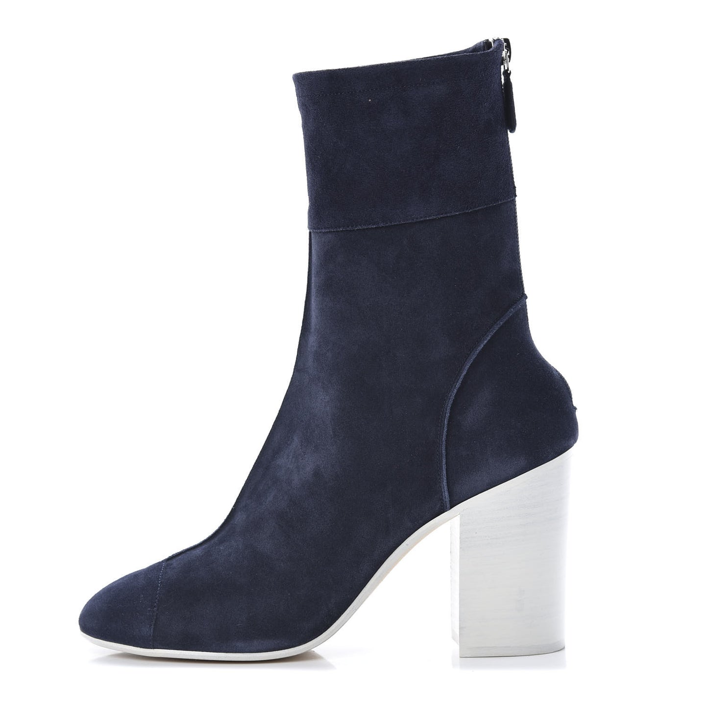 Suede Calfskin Cap Toe Short Boots 41.5 Navy Blue