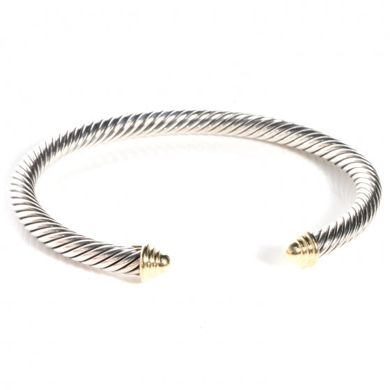 Sterling Silver 14K Yellow Gold 5mm Cable Classics Bracelet