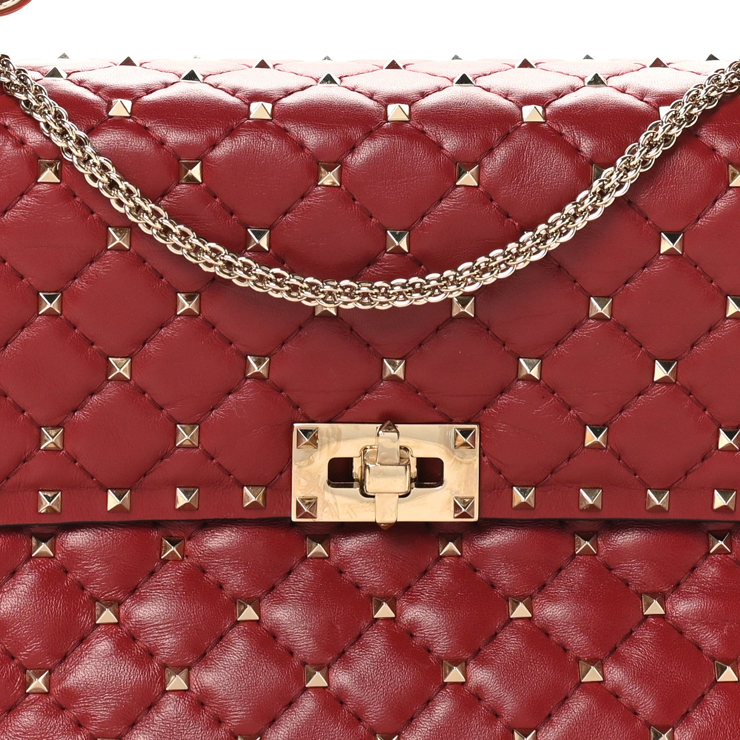 Valentino Garavani Nappa Large Rockstud Spike Shoulder Bag Rubino 7 of 9
