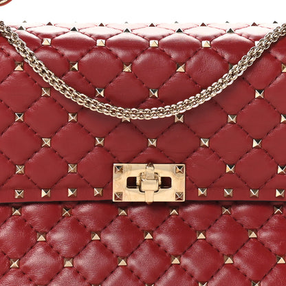Valentino Garavani Nappa Large Rockstud Spike Shoulder Bag Rubino 7 of 9