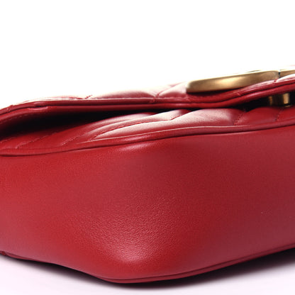 Gucci Calfskin Matelasse Super Mini GG Marmont Shoulder Bag Hibiscus Red 7 of 10
