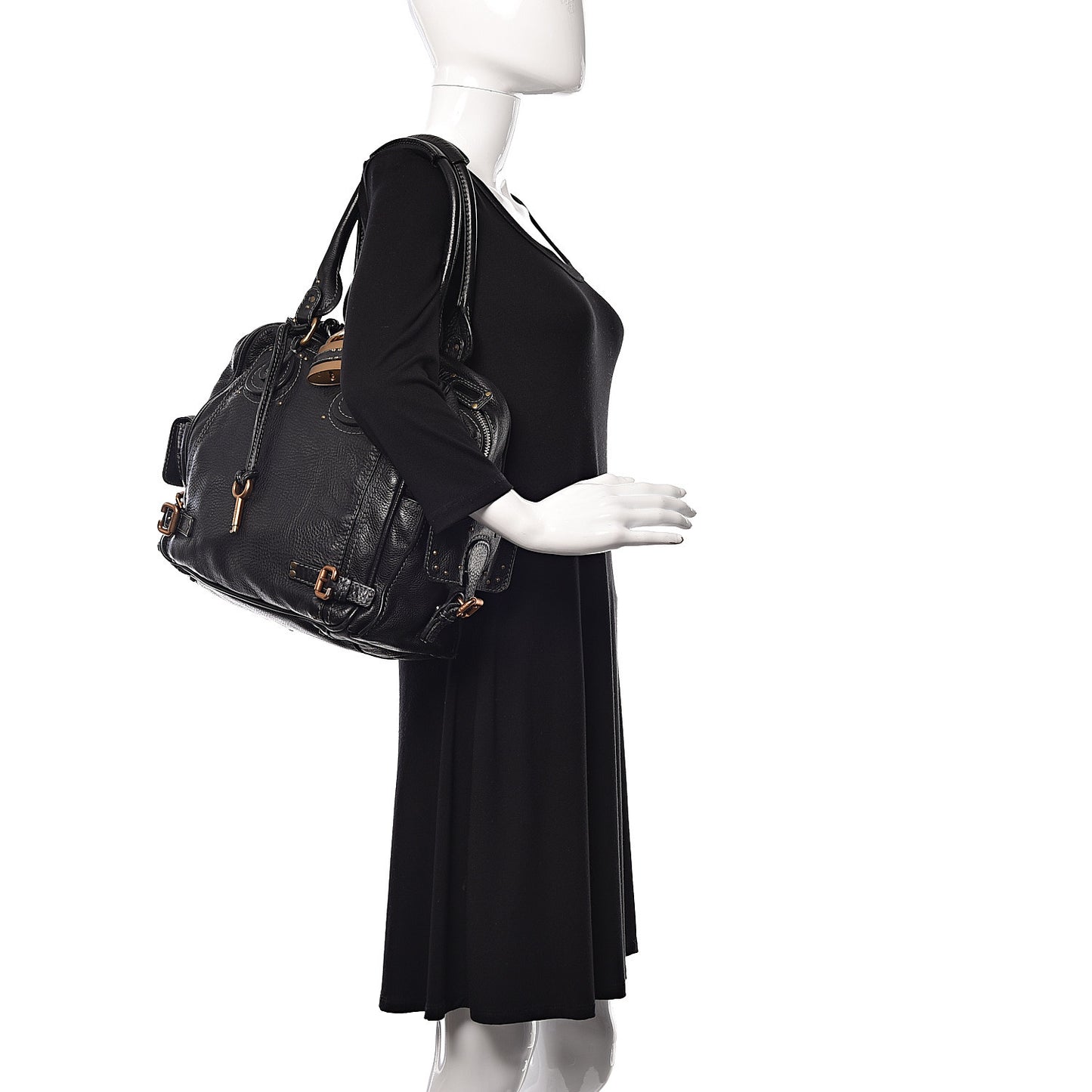 Calfskin Paddington Satchel Black