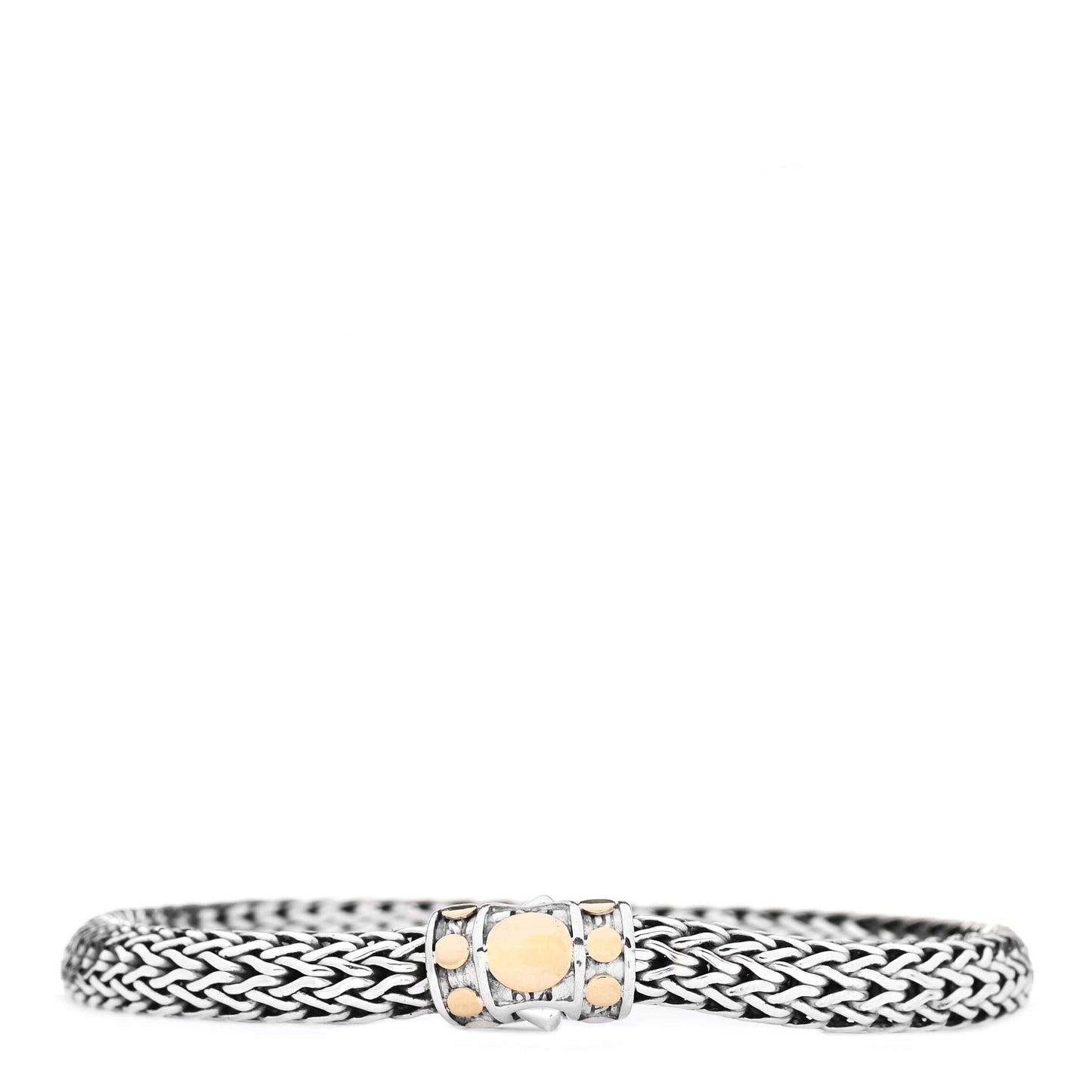 Sterling Silver 18K Yellow Gold 6mm Classic Chain Dot Station Bracelet