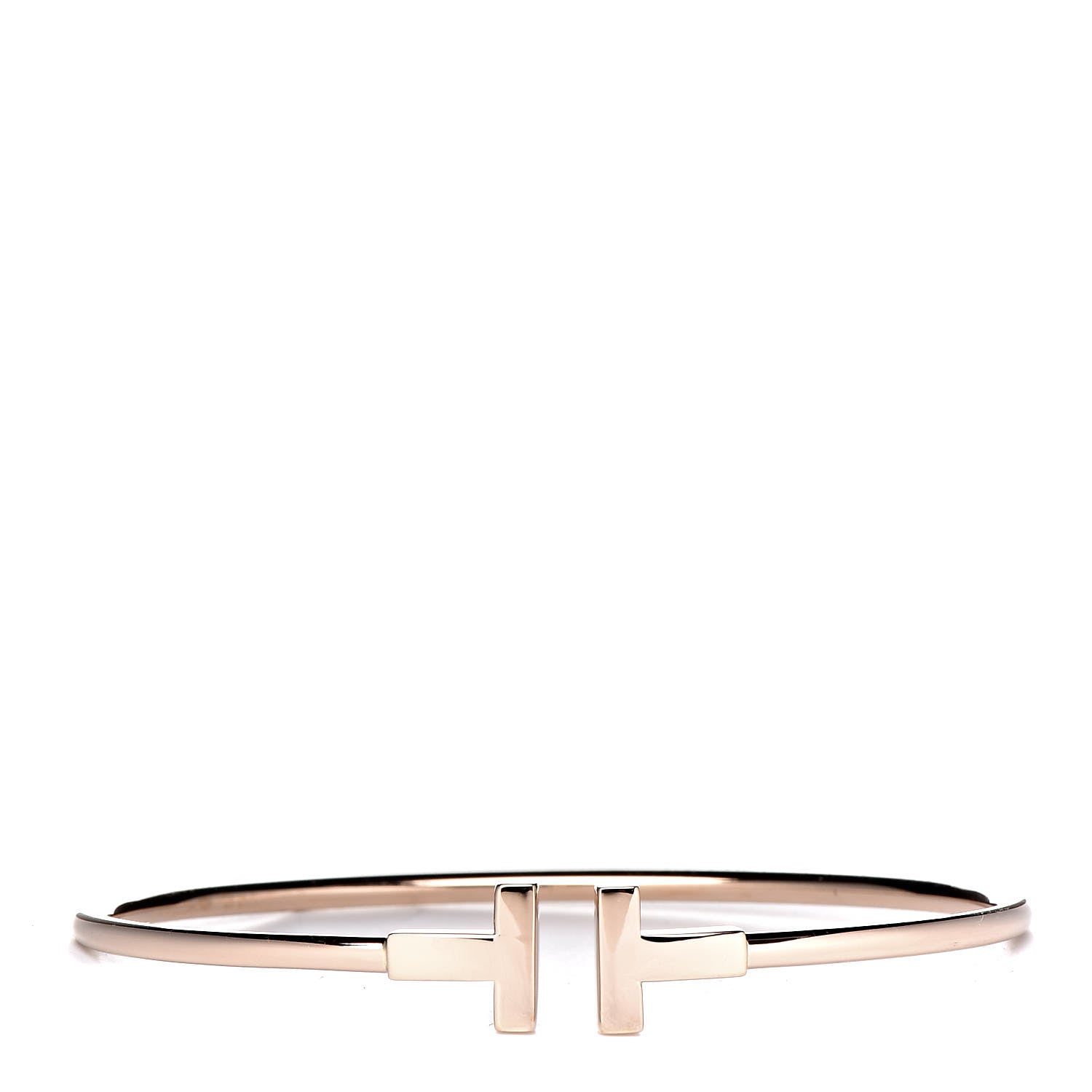 Tiffany 18K Rose Gold Narrow T Wire Bracelet 1 of 4