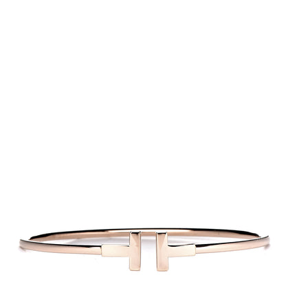 Tiffany 18K Rose Gold Narrow T Wire Bracelet 1 of 4